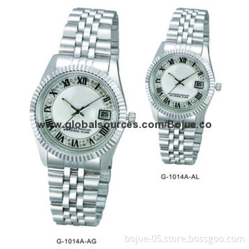 Stainless Steel Business Watches, 3 or 5ATM Waterproof with Sliver Color